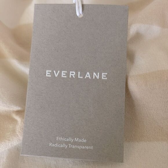 Everlane NWT The Organic Cotton Polo Dress Size Small White and Tan Striped - Picture 6 of 8